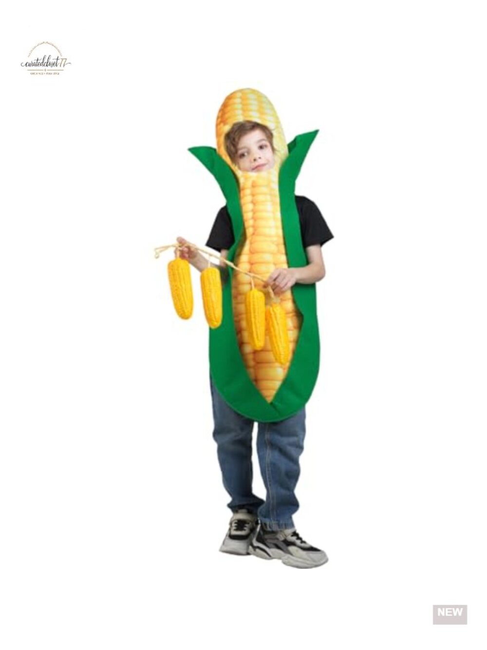 Kids Corn Costume Tunic Halloween Pretend Play Unisex Zip Lightweight
